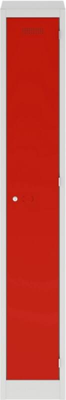 Bisley Steel Locker 1 Door Pad lock 300 x 450 x 1,800 mm Light Grey, Cardninal Red