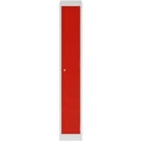 Bisley Steel Locker 1 Door Combination 300 x 450 x 1,800 mm Light Grey, Cardninal Red