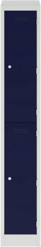 Bisley Steel Locker 2 Doors Combination 300 x 450 x 1,800 mm Light Grey, Oxford Blue