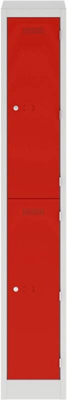 Bisley Steel Locker 2 Doors Combination 300 x 450 x 1,800 mm Light Grey, Cardninal Red
