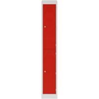 Bisley Steel Locker 2 Doors Combination 300 x 450 x 1,800 mm Light Grey, Cardninal Red