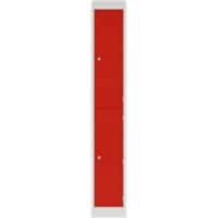Bisley Steel Locker 2 Doors Combination 300 x 450 x 1,800 mm Light Grey, Cardninal Red
