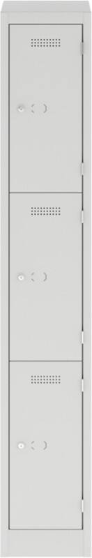 Bisley Steel Locker 3 Doors Pad lock 300 x 450 x 1,800 mm Light Grey
