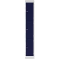 Bisley Steel Locker 3 Doors Combination 300 x 450 x 1,800 mm Light Grey, Oxford Blue