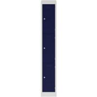 Bisley Steel Locker 3 Doors Combination 300 x 450 x 1,800 mm Light Grey, Oxford Blue