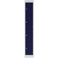 Bisley Steel Locker 4 Doors Combination 300 x 450 x 1,800 mm Light Grey, Oxford Blue