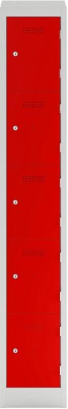 Bisley Steel Locker 300 x 450 x 1,800 mm Light Grey, Cardninal Red