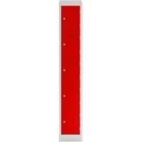 Bisley Steel Locker 300 x 450 x 1,800 mm Light Grey, Cardninal Red