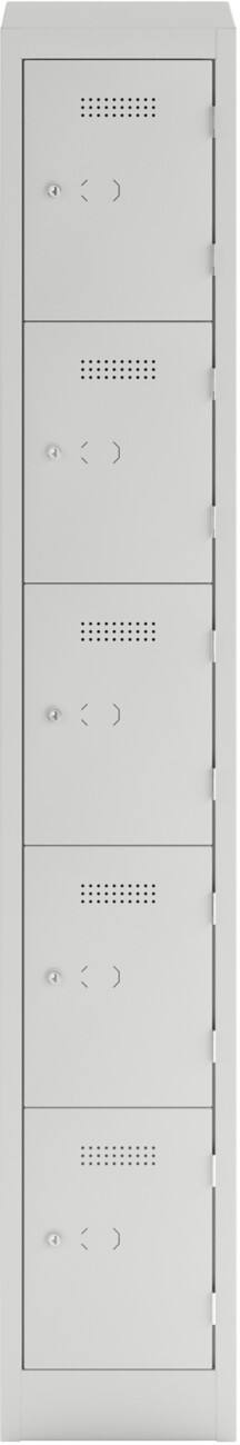 Bisley Steel Locker 5 Doors Combination Lock 300 x 450 x 1,800 mm Light Grey