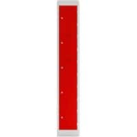 Bisley Steel Locker 300 x 450 x 1,800 mm Light Grey, Cardninal Red