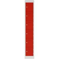 Bisley Steel Locker 300 x 450 x 1,800 mm Light Grey, Cardninal Red