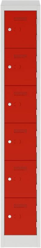 Bisley Steel Locker 300 x 450 x 1,800 mm Light Grey, Cardninal Red