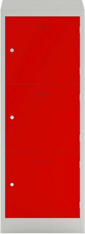 Bisley Steel Locker 500 x 450 x 1,330 mm Light Grey, Cardninal Red