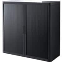 Paperflow Easy Office Tambour Cupboard PS (Polystyrene), Steel 2 Shelves Lockable 1,100 x 415 x 1,040 mm Black