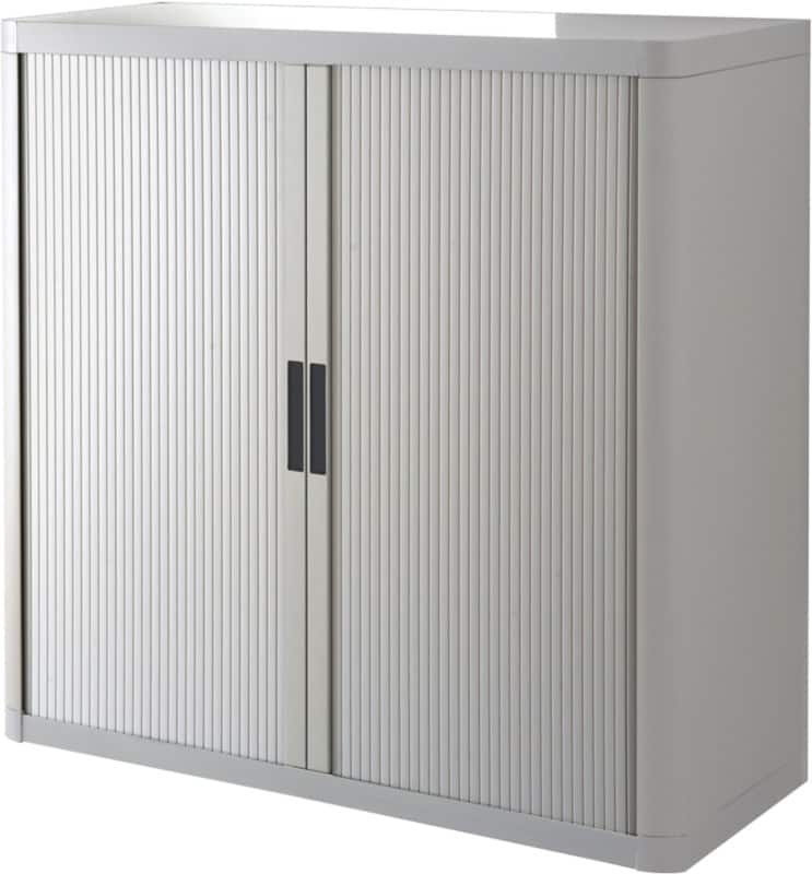 Paperflow Easy Office Tambour Cupboard PS (Polystyrene), Steel 2 Shelves Lockable 1,100 x 415 x 1,040 mm Grey