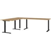 GERMANIA AGENDA Height Adjustable Corner Desk Oak 2,400 (W) x 2,000 (D) x 910 (H) mm