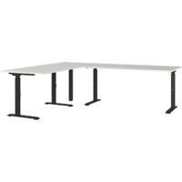 GERMANIA AGENDA Height Adjustable Corner Desk 240 (W) x 200 (D) x 91 (H) cm Black, Light Grey