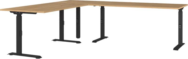 GERMANIA AGENDA Height Adjustable Corner Desk Oak 2,400 (W) x 2,200 (D) x 910 (H) mm