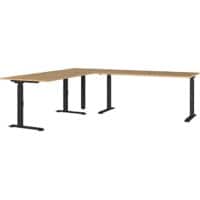 GERMANIA AGENDA Height Adjustable Corner Desk Oak 2,400 (W) x 2,200 (D) x 910 (H) mm