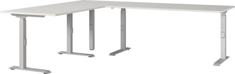 GERMANIA AGENDA Height Adjustable Corner Desk Light Grey 2,400 (W) x 2,200 (D) x 910 (H) mm
