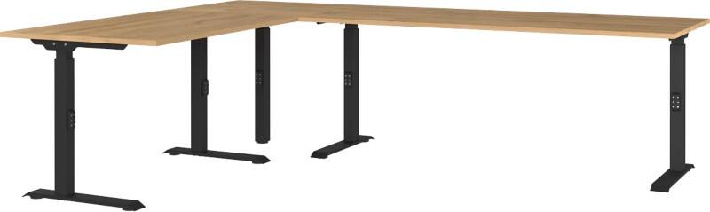 GERMANIA AGENDA Height Adjustable Corner Desk Oak 2,600 (W) x 2,000 (D) x 910 (H) mm