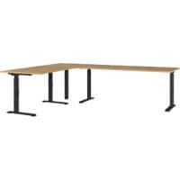 GERMANIA AGENDA Height Adjustable Corner Desk Oak 2,600 (W) x 2,000 (D) x 910 (H) mm
