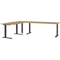 GERMANIA AGENDA Height Adjustable Corner Desk 260 (W) x 200 (D) x 91 (H) cm  Black, Grandson oak Repro.