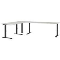 GERMANIA AGENDA Height Adjustable Corner Desk 260 (W) x 200 (D) x 91 (H) cm Black, Light Grey