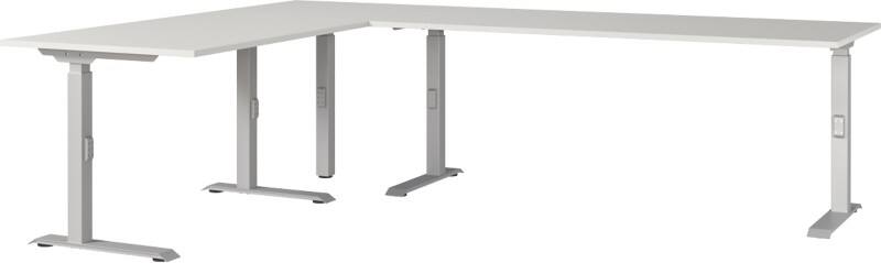 GERMANIA AGENDA Height Adjustable Corner Desk Light Grey 2,600 (W) x 2,000 (D) x 910 (H) mm