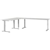 GERMANIA AGENDA Height Adjustable Corner Desk 260 (W) x 200 (D) x 91 (H) cm Light Grey, Silver