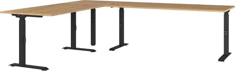 GERMANIA AGENDA Height Adjustable Corner Desk Oak 2,600 (W) x 2,200 (D) x 910 (H) mm