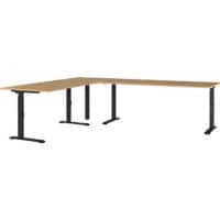 GERMANIA AGENDA Height Adjustable Corner Desk Oak 2,600 (W) x 2,200 (D) x 910 (H) mm