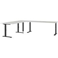 GERMANIA AGENDA Height Adjustable Corner Desk 260 (W) x 220 (D) x 91 (H) cm Black, Light Grey