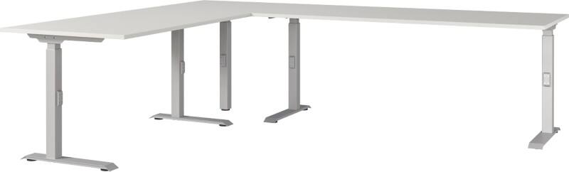 GERMANIA AGENDA Height Adjustable Corner Desk Light Grey 2,600 (W) x 2,200 (D) x 910 (H) mm