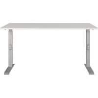 GERMANIA AGENDA Height Adjustable Desk 140 (W) x 80 (D) x 91 (H) cm Light Grey, Silver