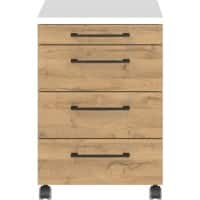 GERMANIA PROFI 2.0 Mobile Pedestal 4 Drawers 42 x 49 x 61 cm White, Granson Oak Repro.