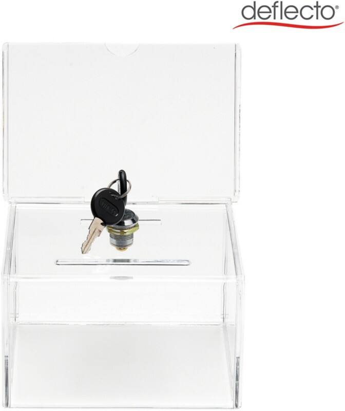 Deflecto Suggestion Box Retangle 16.5 (W) x 13.5 (D) x 20.5 (H) cm Transparent Lockable