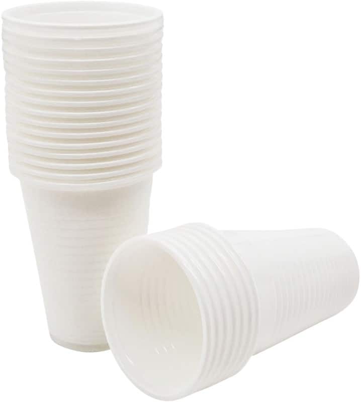 Disposable Disposable Cups Plastic 200 ml White 90 mm Pack of 100