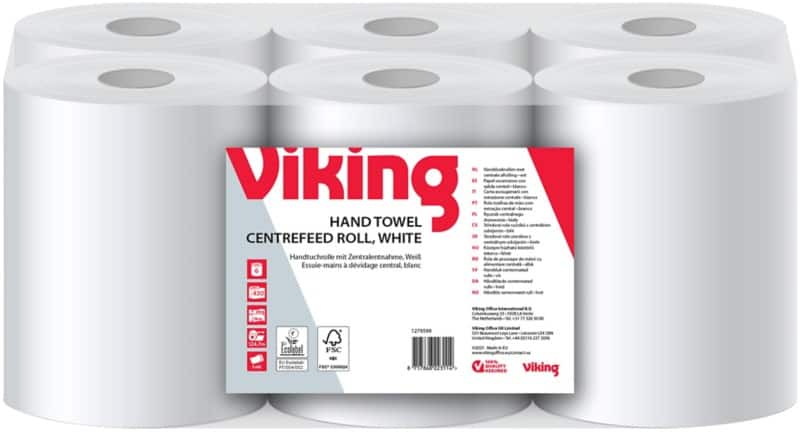 Viking Centrefeed Roll White 2 Ply 125 m J621333.0 6 Rolls