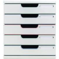 Exacompta AutentiK Drawer Unit Plastic White 5 Drawers 28.8 x 35 x 32 cm  