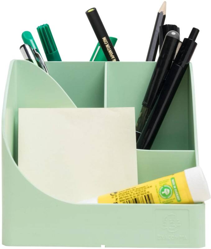 Exacompta AutentiK Pen Holder 5 Compartments Plastic Sage Green  