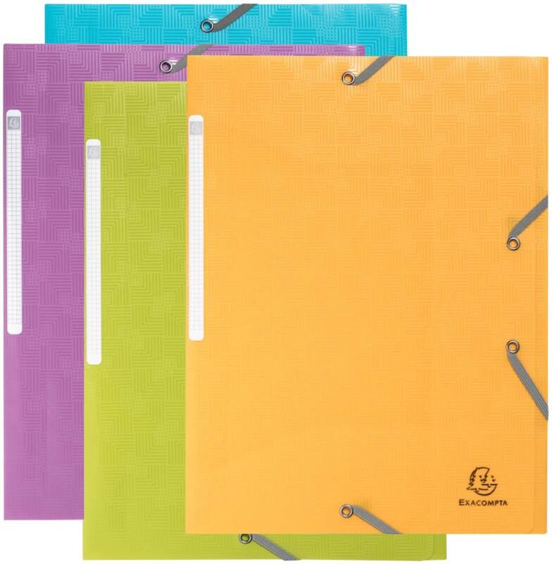 Exacompta Pop'N Co 3 Flap Folder 55990E A4 PP (Polypropylene) Rubber Band 24 (W) x 32 (D) x 0.2 (H) cm Assorted Pack of 4
