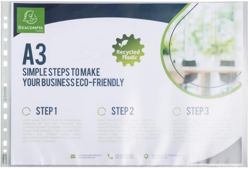 Exacompta Forever Punched Pockets  A4 Landscape Transparent 11 Holes 6230E Pack of 10