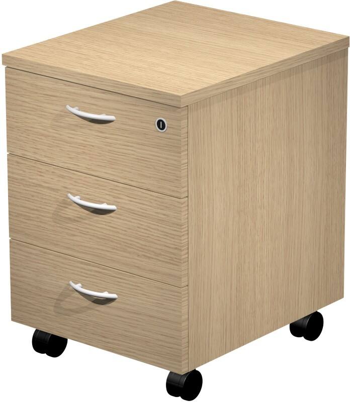 Start Pedestal 3 Drawers Lockable 430 x 520 x 595 mm Oak