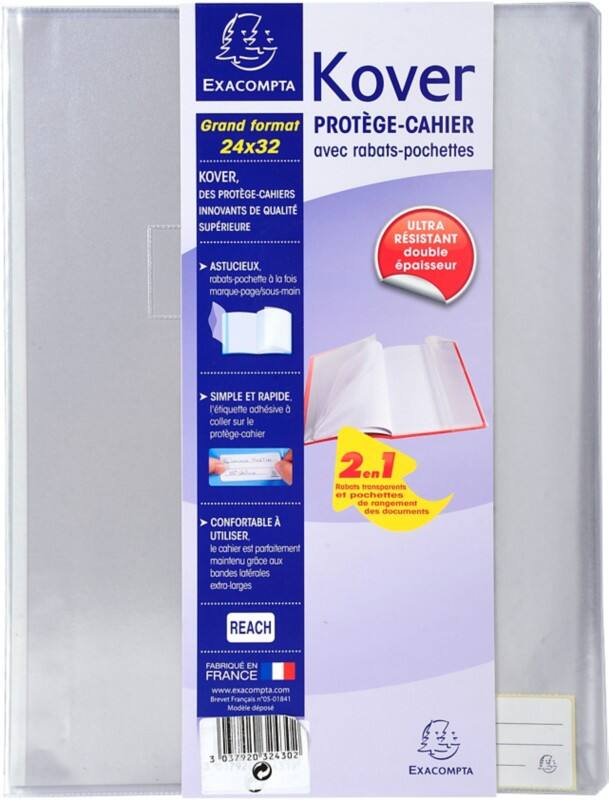 Exacompta Kover Book Cover Plastic, PVC (Polyvinyl Chloride) Transparent Pack of 60