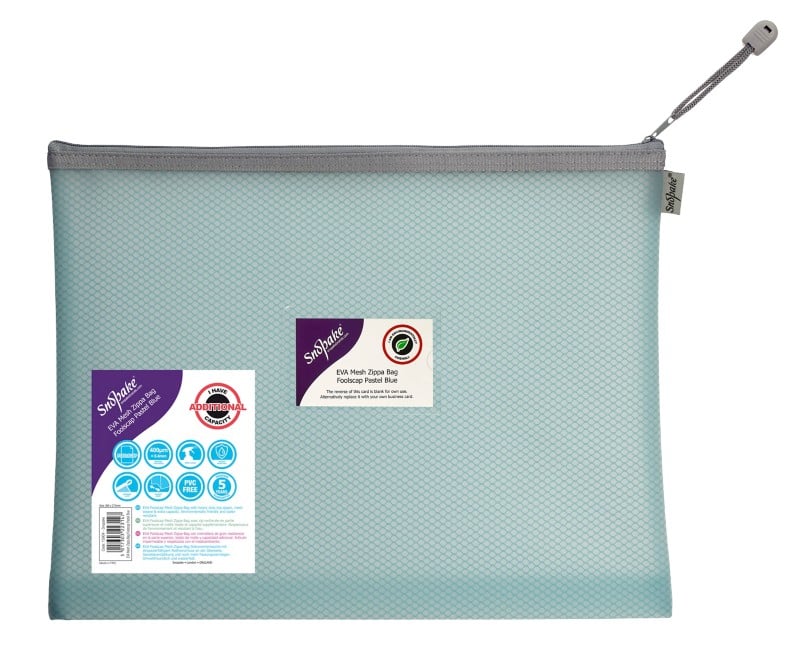 Snopake Zip Lock Bags A4 Foolscap EVA (Ethylene-Vinyl Acetate) Landscape 36.5 (W)2 (D)28 (H) cm Pastel Blue Pack of 3