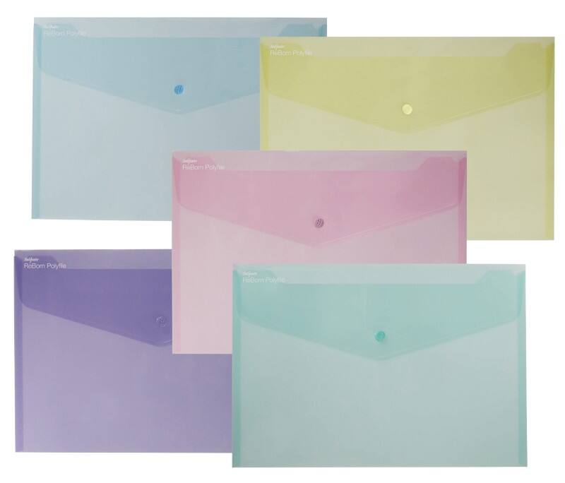 Snopake Reborn Document Wallet Press Stud PP (Polypropylene) Portrait and Landscape 35.5 (W) x 2 (D) x 24 (H) cm Assorted Pack of 5