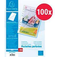 Exacompta Punched Pockets A4 Smooth Transparent PP (Polypropylene) Up and Left 5800E Pack of 100