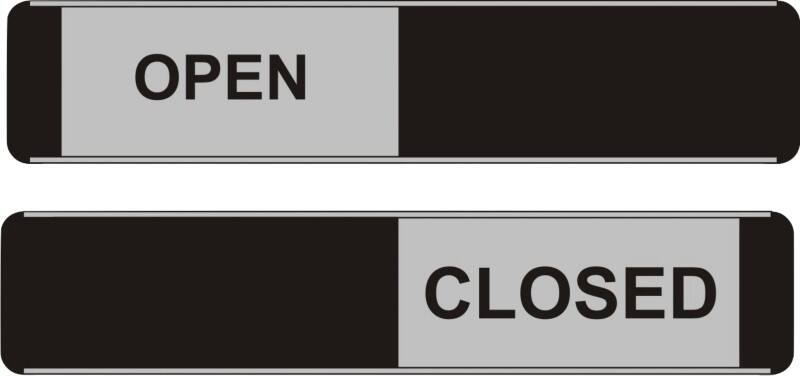 Stewart Superior Adhesive Sign Open/Closed Peel and Stick Aluminium 25.5 x 5.2 cm OF140-255x52