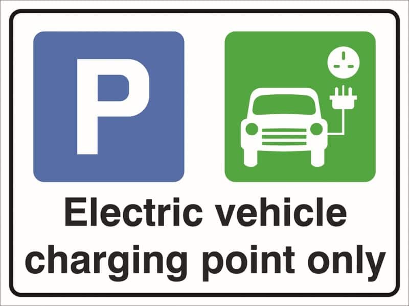 Stewart Superior Sign Electric Vehicle Charging Point Only Channel and Universal Clips ACM (Aluminium Composite Material) 40 x 30 cm ECP-ACM300X400